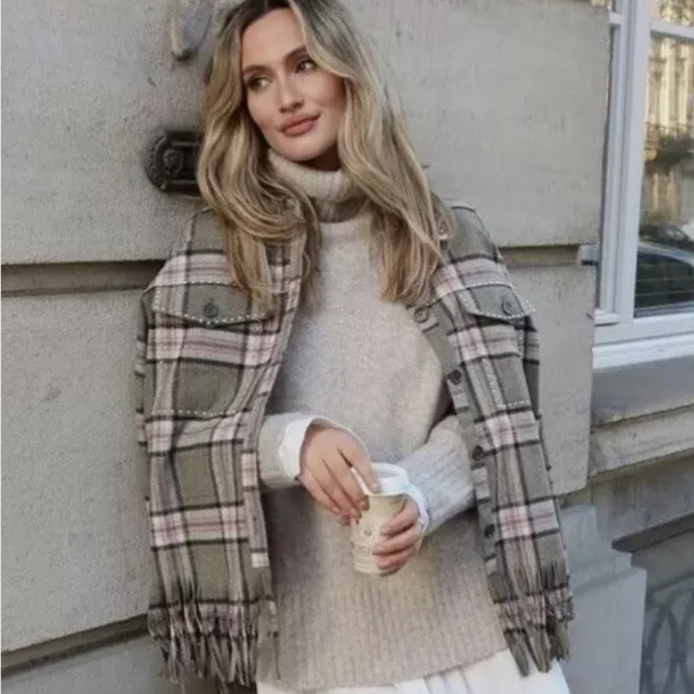 Zara wool blend check overshirt - Picture 3 of 8